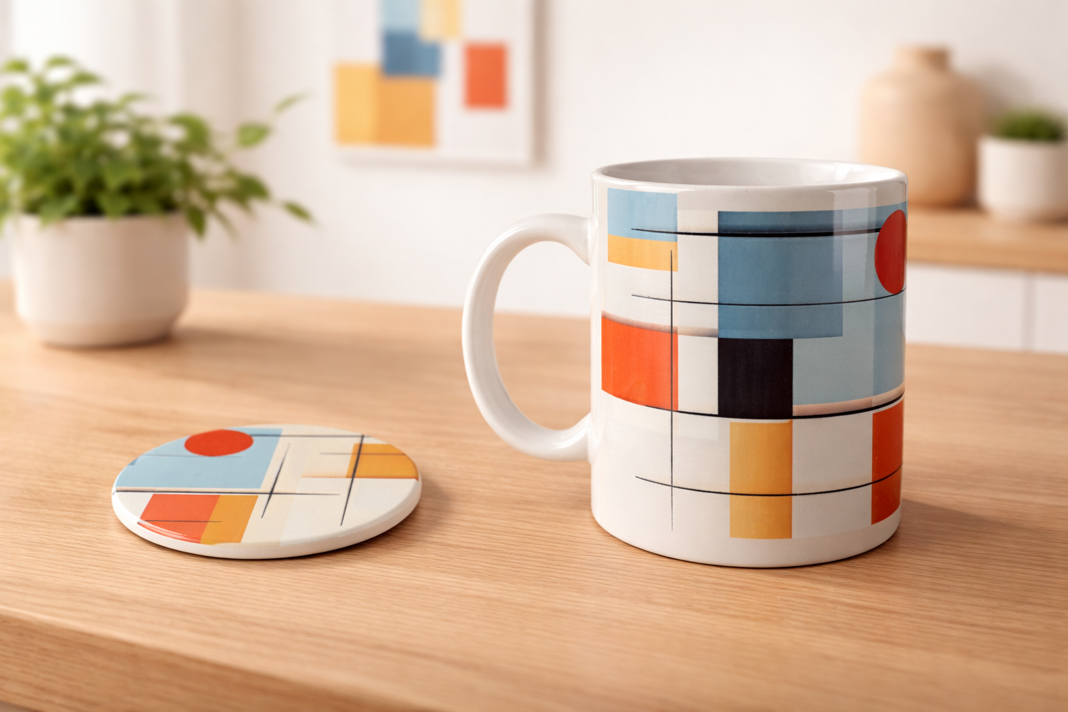 Minimalist 11oz Mug & Ceramic Coaster Set